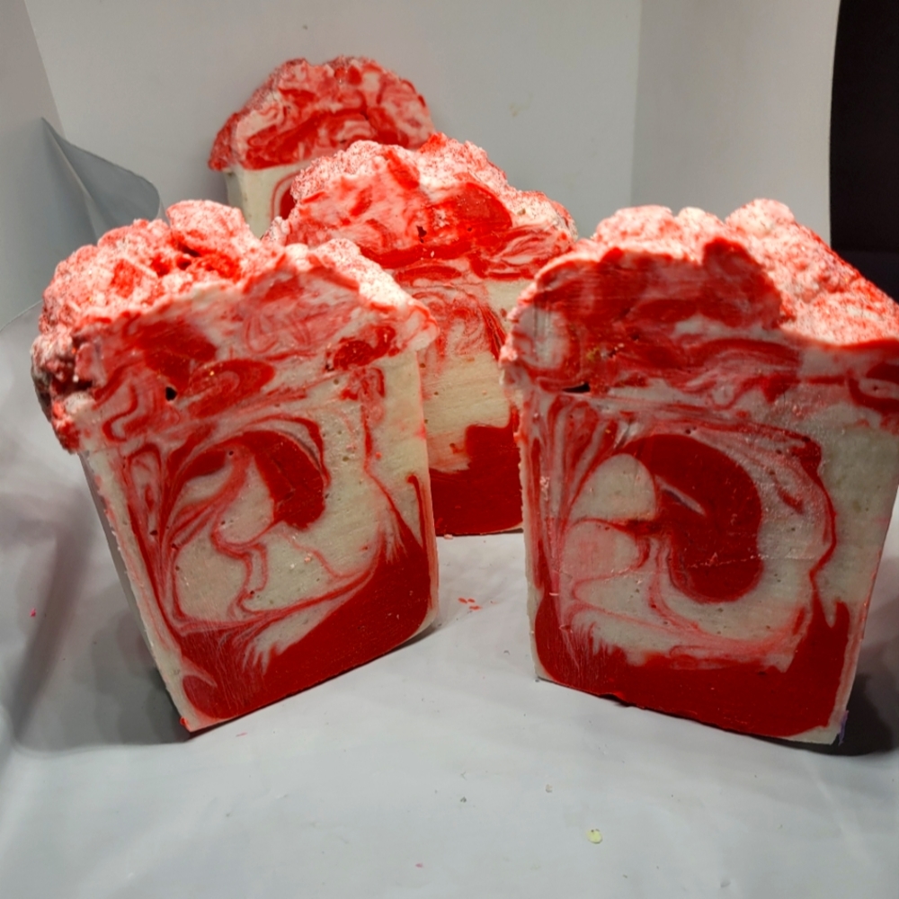 Handmade 2 large heavy scented with rose soap bars w goats milk - Picture 1 of 11